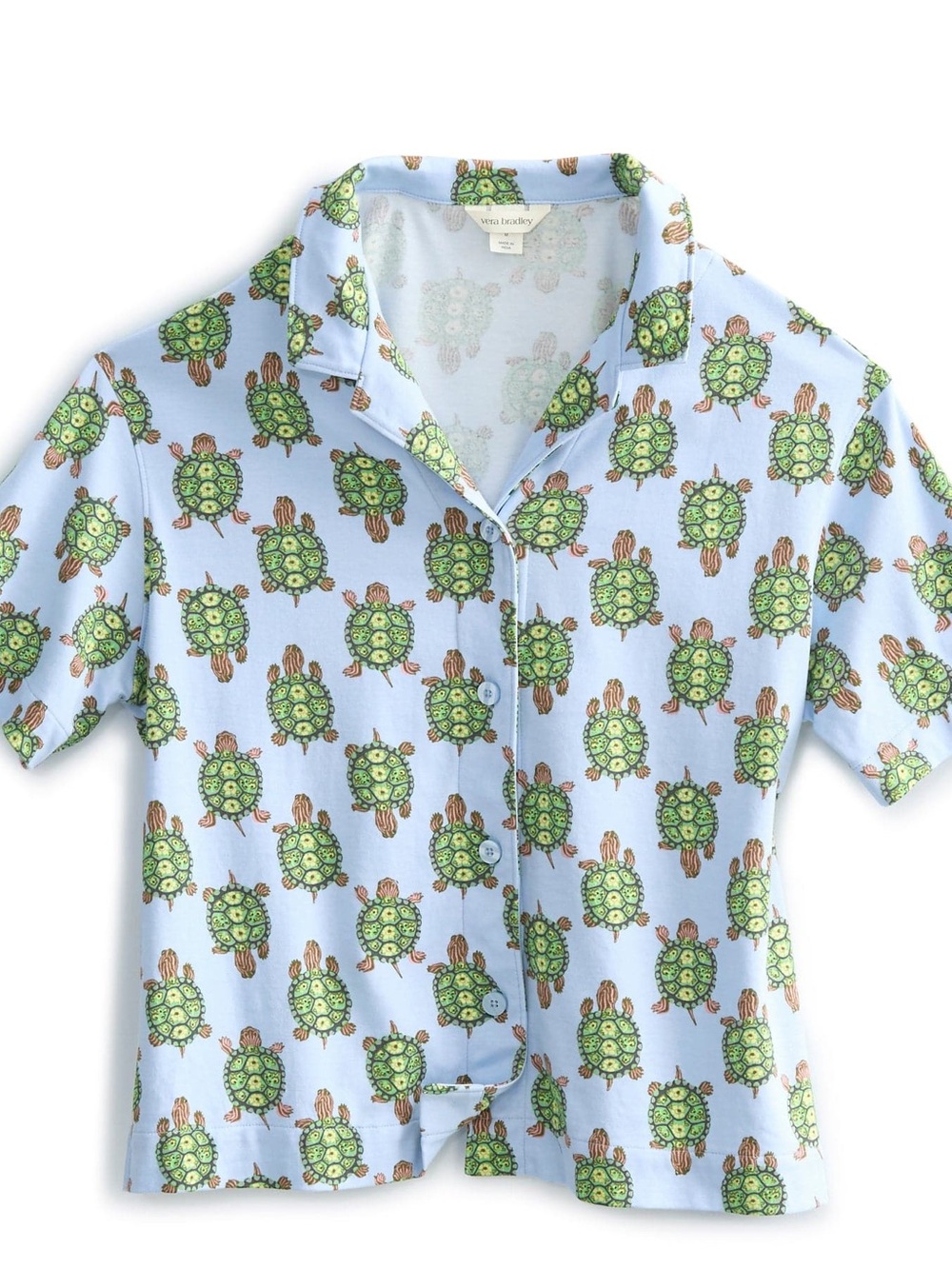 Vera Bradley Light Blue Turtle-Print Short Sleeve Pajama Set